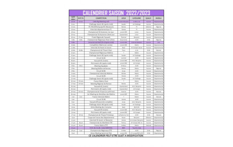 CALENDRIER DES COMPETITIONS 2022-2023